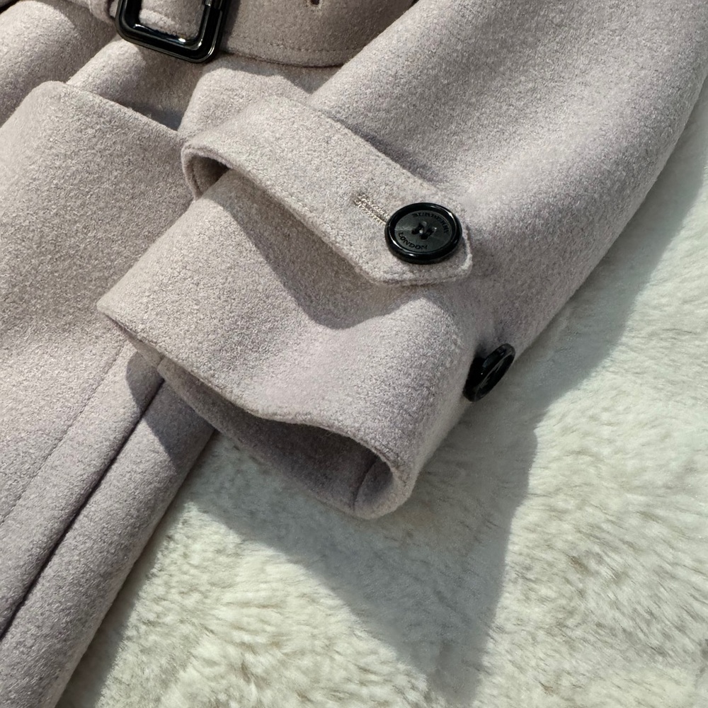 Burberry Wool Wrap Coat in Pale Orchid - Picture 11 of 16